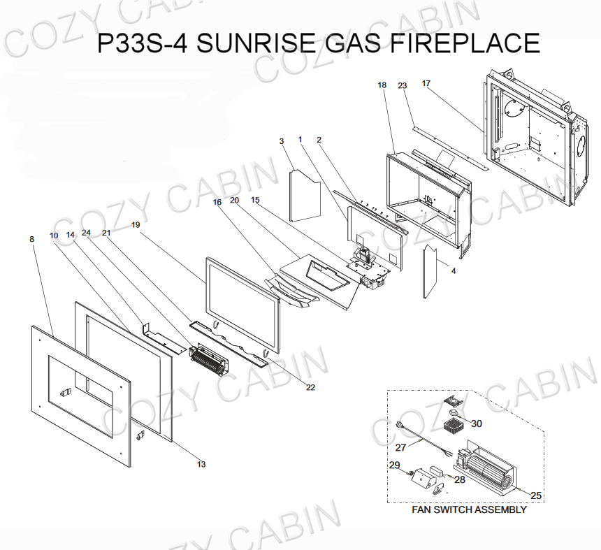 Sunrise Gas Fireplace (P33S-4) #P33S-4